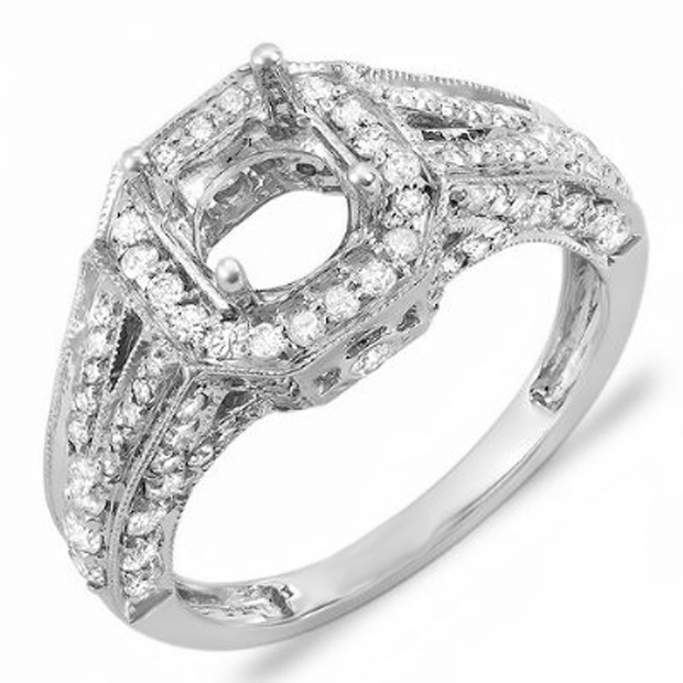 1.25 Carat (ctw) 14k White Gold Round Diamond Ladies Bridal Semi Mount Ring (No Center Stone)