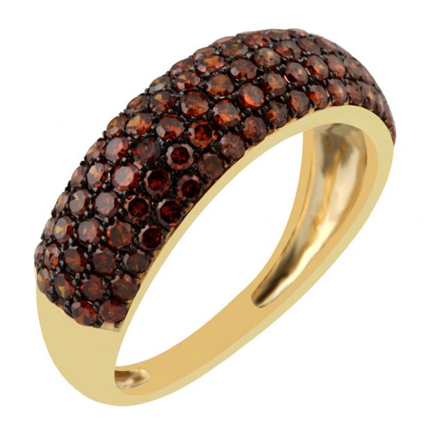 1.03 Carat (ctw) Sterling Silver Round Red Diamond Ladies Cocktail Right Hand Fashion Band 1 CT