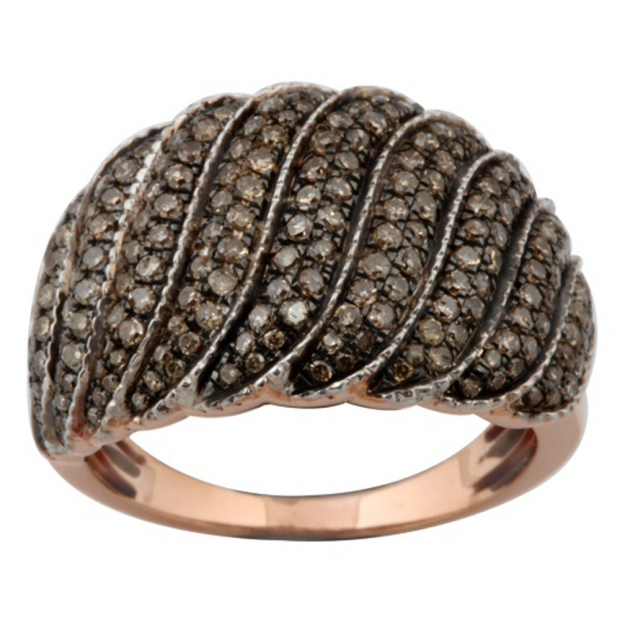 1.02 Carat (ctw) Sterling Silver Round Champagne Diamond Ladies Cocktail Right Hand Ring 1 CT