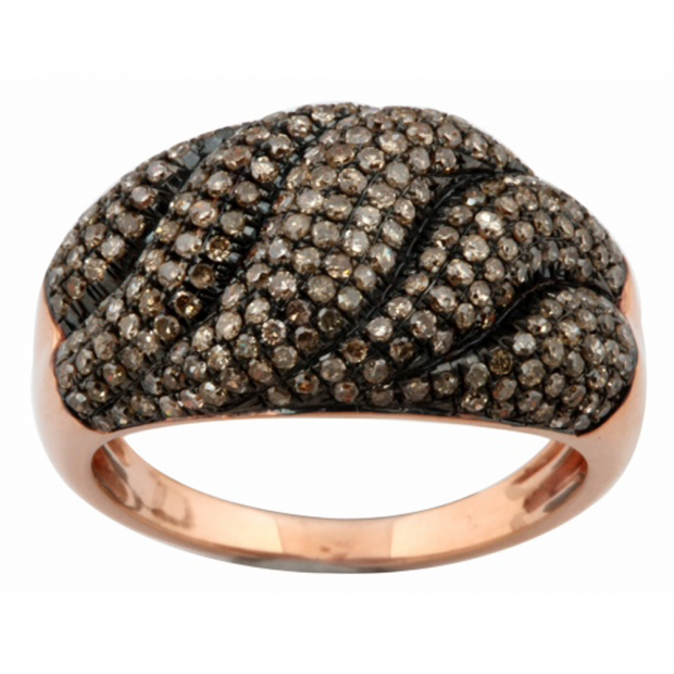 1.00 Carat (ctw) Sterling Silver Round Champagne Diamond Ladies Cocktail Right Hand Ring 1 CT