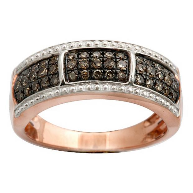 0.37 Carat (ctw) Sterling Silver Round Champagne Diamond Ladies Cocktail Right Hand Fashion Band
