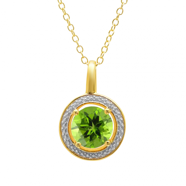 1.80 Carat (ctw) Yellow Gold Plated Sterling Silver Round Cut Lemon Quartz Ladies Solitaire Pendant With 18 Inch Link Chain