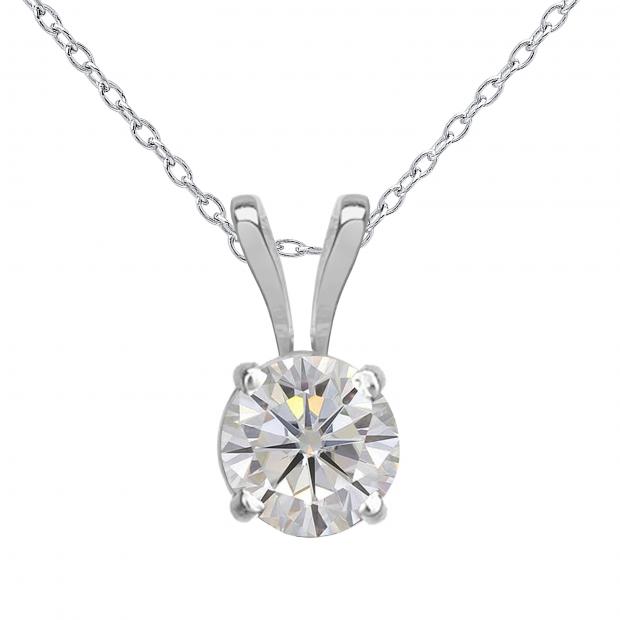 Charles and Colvard Forever Classic 4.5 mm Round Moissanite Solitaire Pendant 14K White Gold