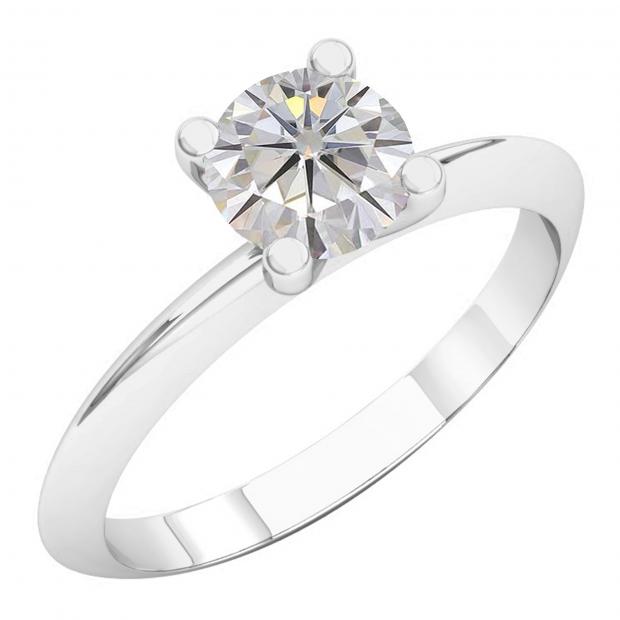 Charles and Colvard Forever Classic 4.5 mm Moissanite Solitaire Engagement Ring 18K White Gold