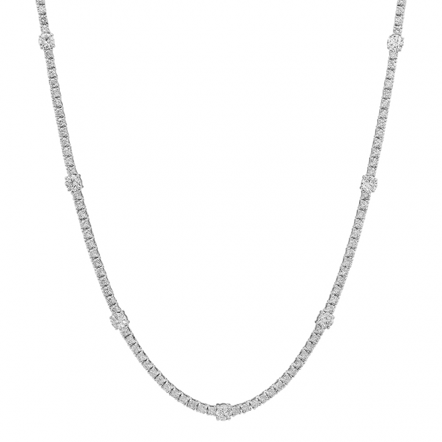 7.50 Carat (ctw) 14K White Gold Round Cut Diamond Tennis Necklace