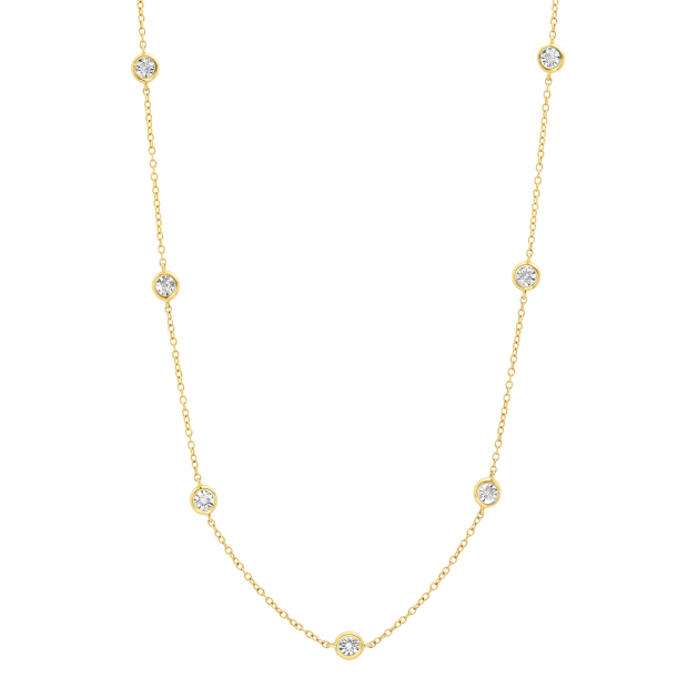 0.16 Carat (ctw) Round White Diamond Ladies Necklace 18K Yellow Gold