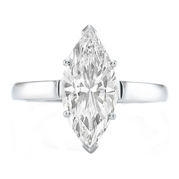 Certified 0.95 Carat (ctw) 14K White Gold Real Marquise Cut Diamond Ladies Engagement Solitaire Ring