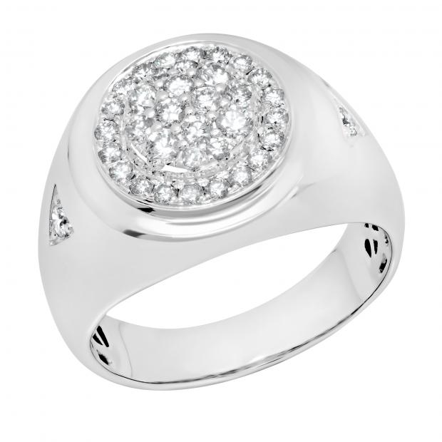 0.70 Carat (ctw) Round White Diamond Ladies Cluster Flower Engagement Ring 3/4 CT 18K White Gold