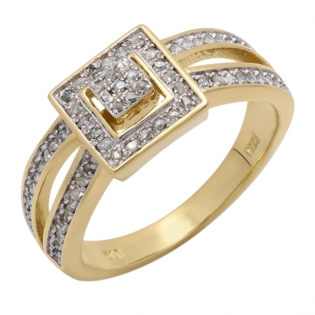 0.25 Carat (ctw) 18k Yellow Gold Plated Sterling Silver White Diamond Ladies Split Shank Bridal Engagement Ring 1/4 CT