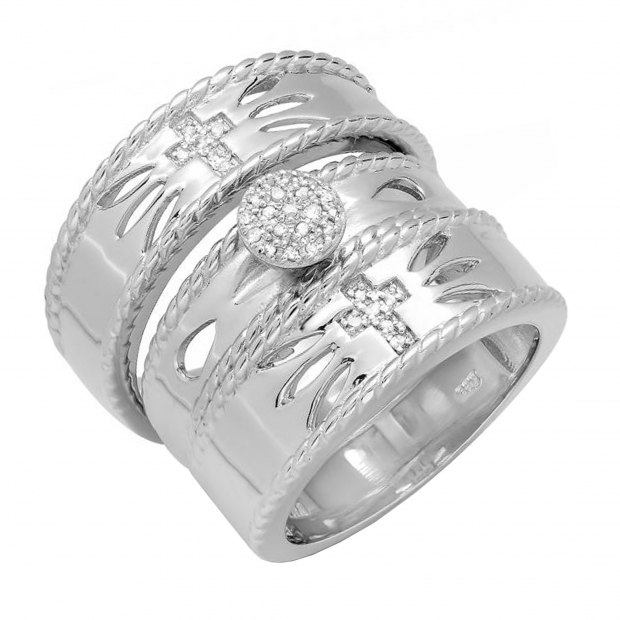 0.15 Carat (ctw) Sterling Silver Round White Diamond Men & Women