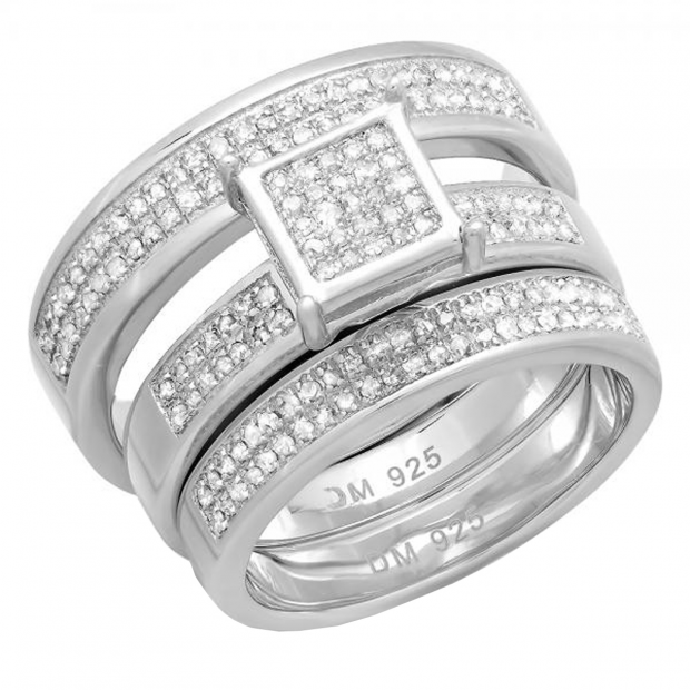 0.50 Carat (ctw) Sterling Silver Round White Diamond Men & Women