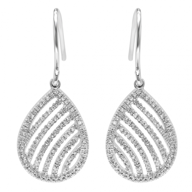 0.32 Carat (ctw) 14K White Gold Round Cut White Diamond Dangling Drop Earrings 1/3 CT