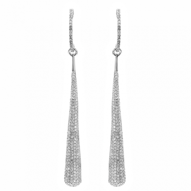 0.52 Carat (ctw) 14K White Gold Round Diamond Ladies Vintage Style Long Dangling Teardrop Earrings 1/2 CT
