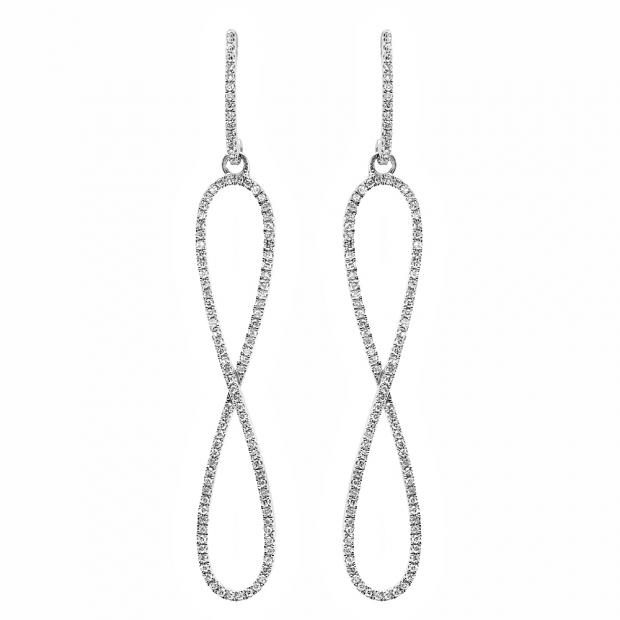 0.36 Carat (ctw) 14K White Gold Round Diamond Ladies Infinity Style Long Dangling Drop Earrings 1/3 CT