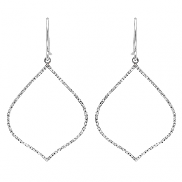 0.27 Carat (ctw) 14K White Gold Round Diamond Ladies Flame-shaped Dangling Drop Earrings 1/4 CT