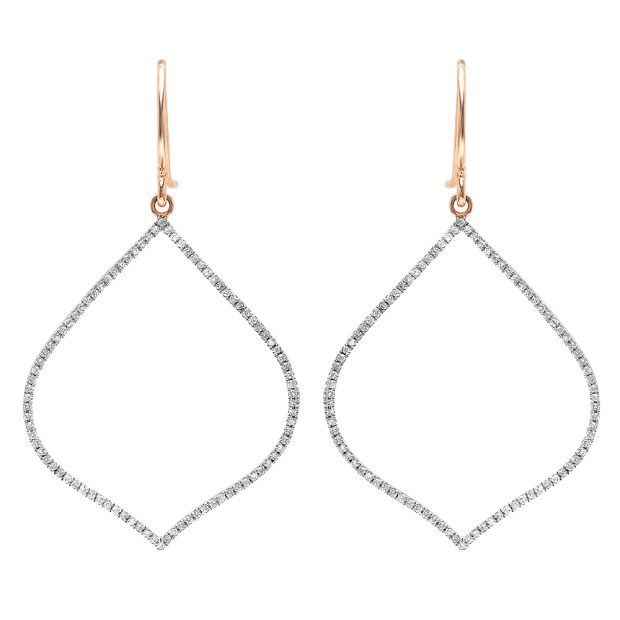 0.27 Carat (ctw) 14K Rose Gold Round Diamond Ladies Flame-shaped Dangling Drop Earrings 1/4 CT