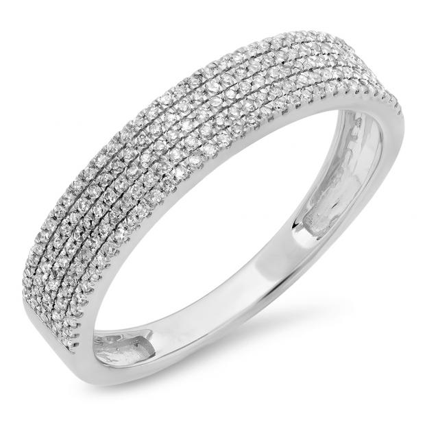 0.26 Carat (ctw) 14K White Gold Round Diamond Ladies Bridal Anniversary Wedding Band 1/4 CT