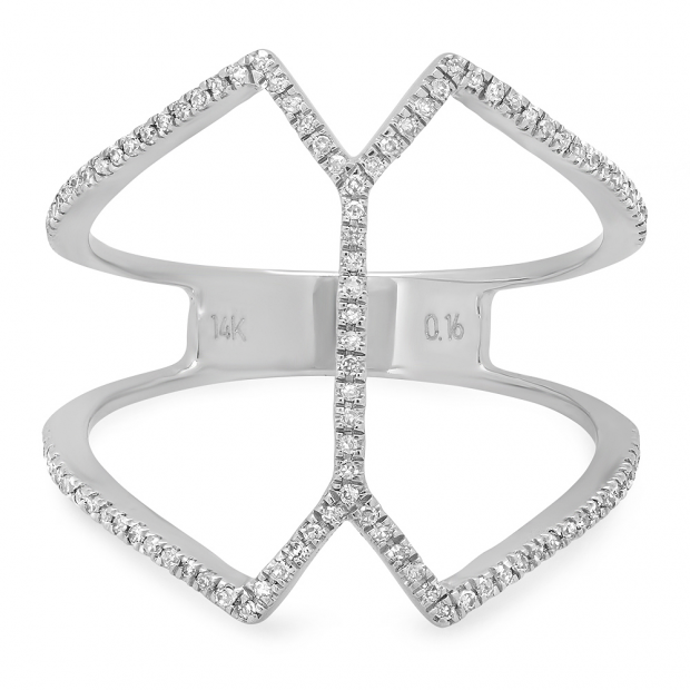 0.16 Carat (ctw) 14K White Gold Round Diamond Ladies Anniversary Wedding Band Enhancer Guard Double Ring
