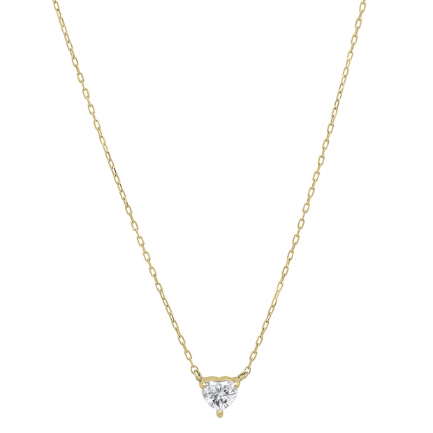 IGI CERTIFIED 0.10 Carat (ctw) 18K Yellow Gold Heart Cut Diamond Ladies Heart Shaped Pendant 1/10 CT