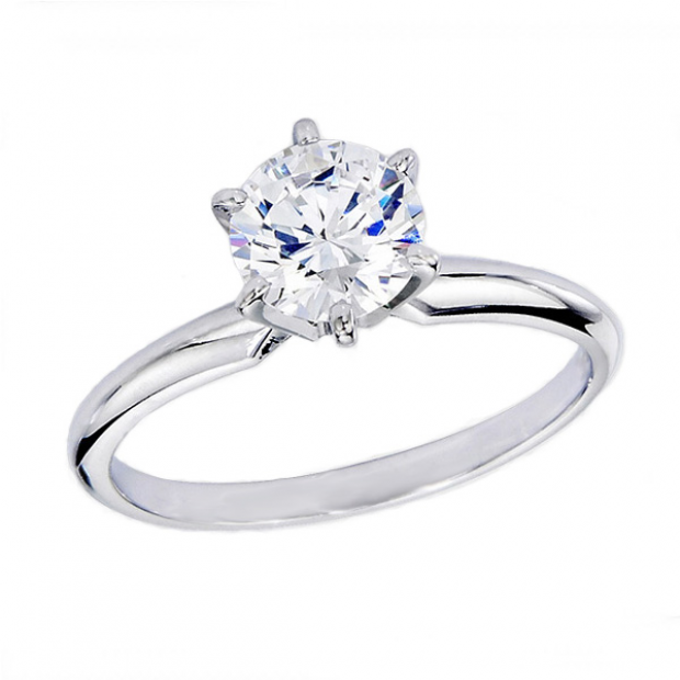 1.06 Carat (ctw) 14K WHITE GOLD REAL ROUND DIAMOND ENGAGEMENT RING