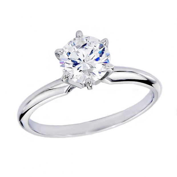 1.56 Carat (ctw) 14K WHITE GOLD REAL ROUND DIAMOND ENGAGEMENT RING