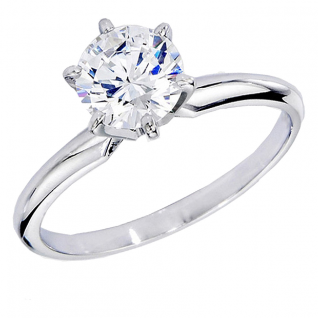 1.30 Carat (ctw) 14K WHITE GOLD REAL ROUND DIAMOND ENGAGEMENT RING