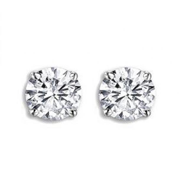 0.50 Carat (ctw) 10K White Gold Round Cut White Diamond Ladies Earrings 1/2 CT