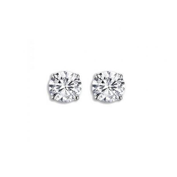 IGI CERTIFIED 0.50 Carat (ctw) 14K White Gold Round Cut White Diamond Ladies Solitaire Stud Earrings 1/2 CT