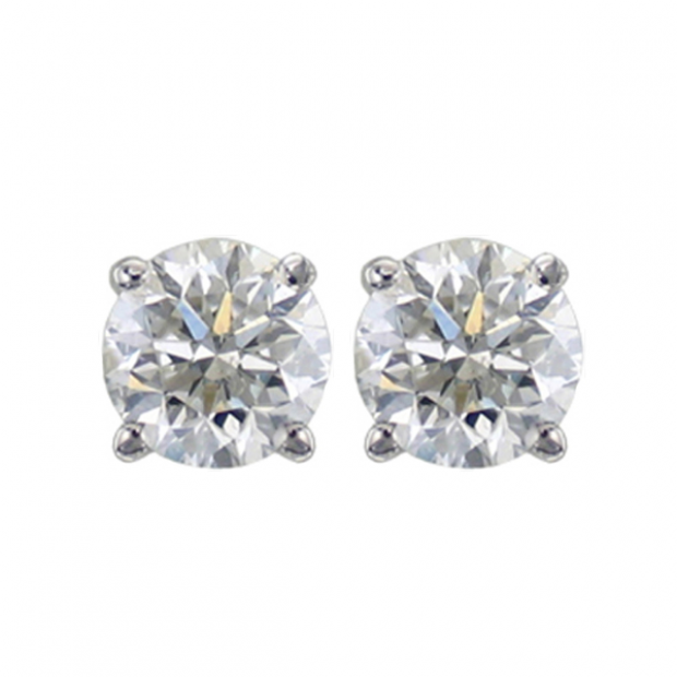 0.50 Carat (ctw) 14K White Gold Round Cut White Diamond Ladies Stud Earrings
