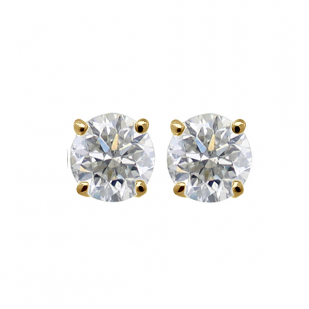 0.25 Carat (ctw) 14K Yellow Gold Round Cut White Diamond Ladies Stud Earrings