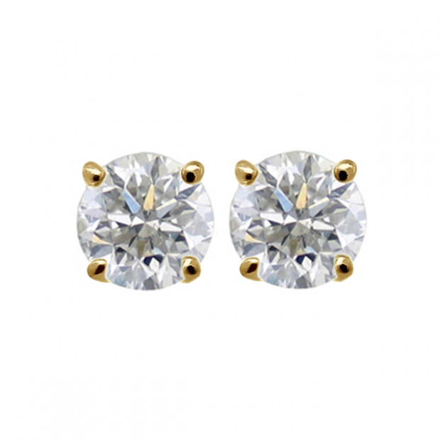 0.33 Carat (ctw) 14K Yellow Gold Round Cut White Diamond Ladies Stud Earrings