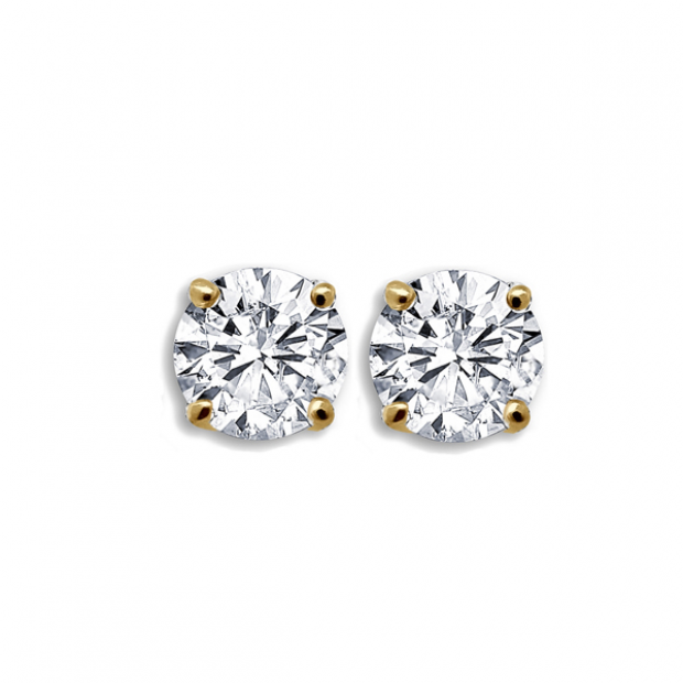 0.20 Carat (ctw) 14K Yellow Gold Round Cut White Diamond Ladies Stud Earrings