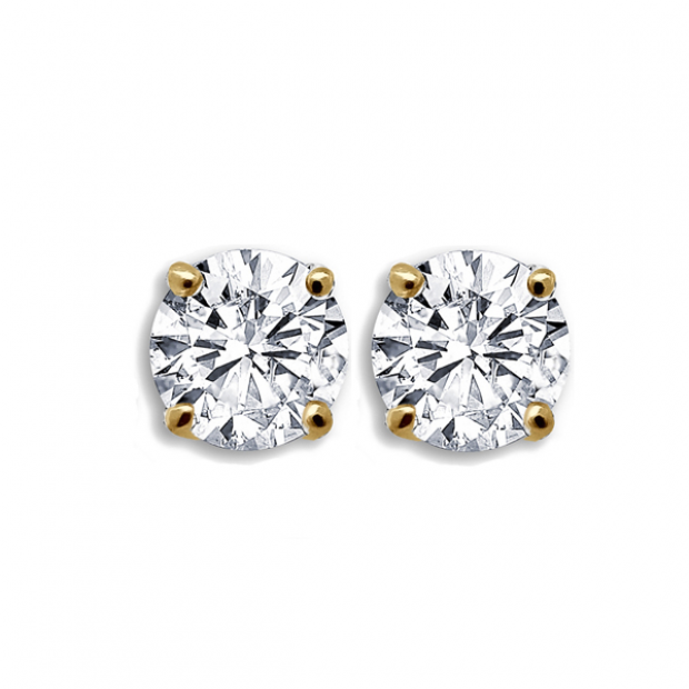 0.25 Carat (ctw) 14K Yellow Gold Round Cut White Diamond Ladies Stud Earrings