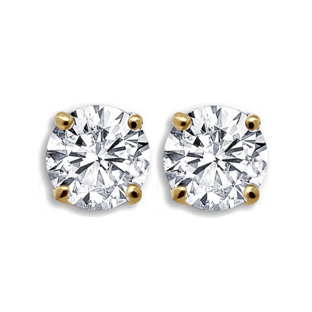 0.33 Carat (ctw) 14K Yellow Gold Round Cut White Diamond Ladies Stud Earrings