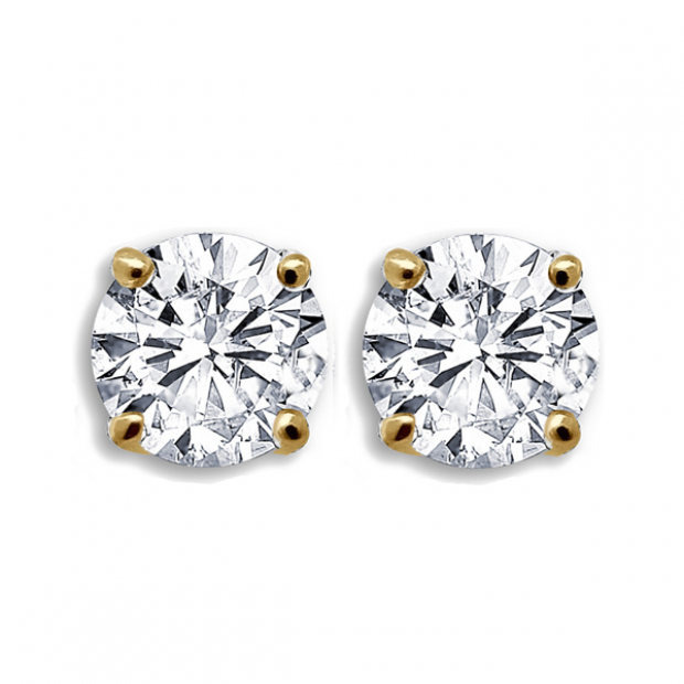 0.50 Carat (ctw) 14K Yellow Gold Round Cut White Diamond Ladies Stud Earrings