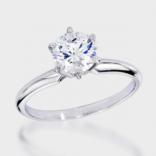 Certified 1.33 Carat (ctw) 14K White Gold Real Round Diamond Ladies Engagement Solitaire Ring