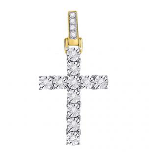 0.12 Carat (ctw) Yellow Gold Plated Silver Round Yellow Diamond Dice Shape Mens Stud Earring 1PC