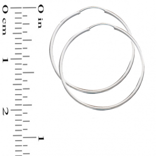 Sterling Silver Italian Beautiful Continuous Endless Hoop Thin Earrings 21 mm diameter