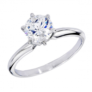 Certified 1.05 Carat (ctw) 14K White Gold Real Round Diamond Ladies Engagement Solitaire Ring 1 CT