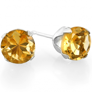 1.50 Carat (ctw) 6MM REAL GENUINE YELLOW CITRINE 925 STERLING SILVER STUDS EARRINGS