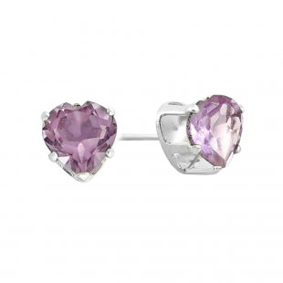 1.50 Carat (ctw) 6MM REAL NATURAL GENUINE Heart SHAPE PURPLE AMETHYST EARRING 925 STERLING SILVER