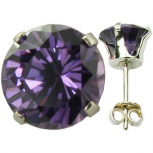 1.75 Carat (ctw) 6MM REAL GENUINE PURPLE AFRICAN AMETHYST ROUND EARRING 6 MM 925 STERLING SILVER