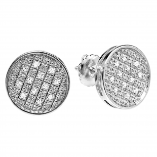 0.20 Carat (ctw) Platinum Plated Sterling Silver Round Diamond Circle Shape Mens Ladies Unisex Hip Hop Iced Stud Earrings