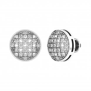 0.20 Carat (ctw) Sterling Silver Round Diamond Concave Circle Shape Mens Ladies Unisex Hip Hop Iced Stud Earrings