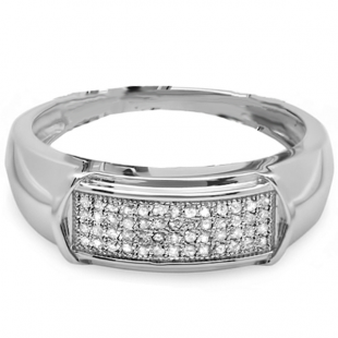 0.25 Carat (ctw) Platinum Plated Sterling Silver Micro Pave Round Diamond Mens Wedding Band Ring 1/4 CT