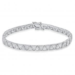 1.23 Carat (Ctw) 18K White Gold Round White Diamond Ladies Tennis Bracelet