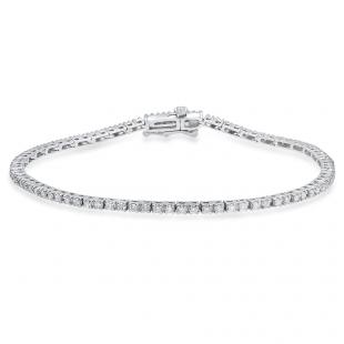 1.00 Carat (Ctw) 14K White Gold Round White Diamond Ladies Tennis Bracelet 1 CT