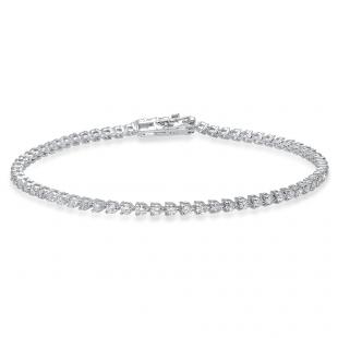 2.00 Carat (Ctw) 14K White Gold Round White Diamond Ladies Tennis Bracelet 2 CT