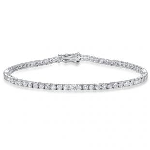 3.00 Carat (Ctw) 14K White Gold Round White Diamond Ladies Tennis Bracelet 3 CT