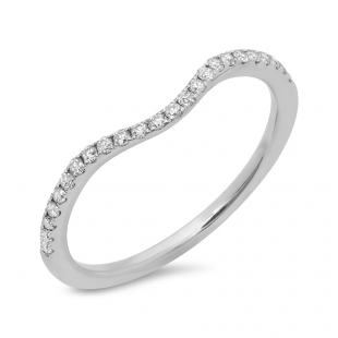 0.19 Carat (ctw) 14K White Gold Round Cut Diamond Ladies Anniversary Wedding Stackable Contour Guard Band